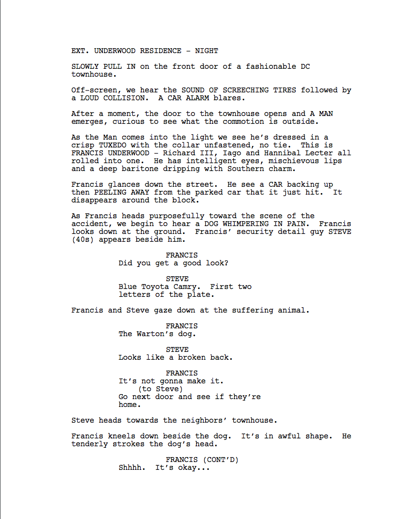 House of Cards Pilot Script — Watch Meet Make